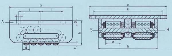 ZAS-H型雙排輪載重滾輪小車尺寸圖 ZAS-H型雙排輪載重滾輪小車尺寸圖